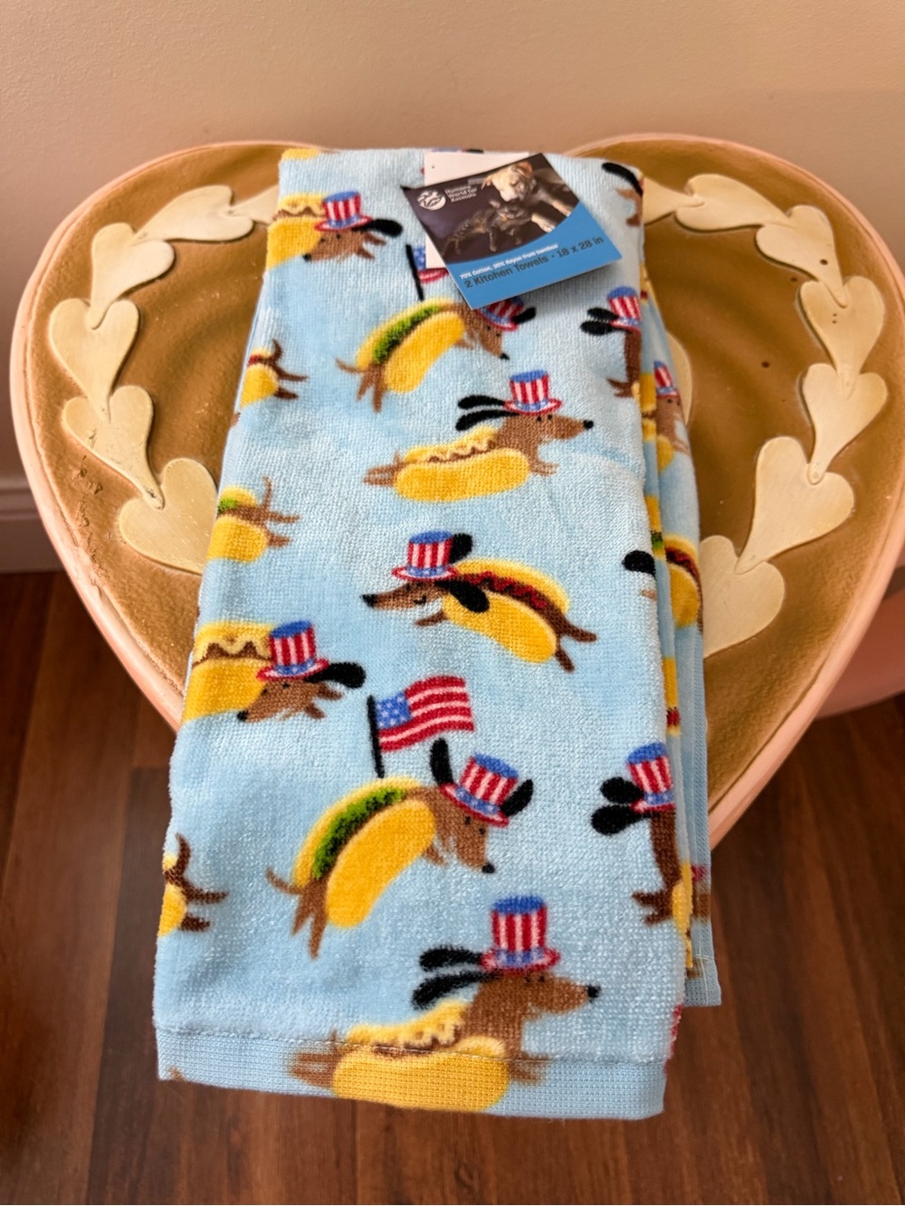 Humane World for Animals  Patriotic Hotdog Dachshunds Kitchen Dish Towels